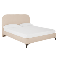 Letto imbottito in bouclé beige per il materasso 100x200cm-Berta