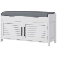 HOMCOM Scarpiera A Panca Con Imbottitura E Contenitore - Cassapanca Portascarpe Per Corridoio - Finitura Bianco Crema - 3 Scomparti Aperti