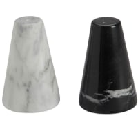 Salière et poivrière en marbre blanc et noir 6x6x9cm