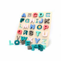 Juego de rompecabezas con letras del alfabeto en madera para niños