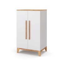 Meuble De Rangement Enfant Avec Porte Tableau Noir - 3 Casiers + étagère - Blanc - Sécurité Bords Arrondis