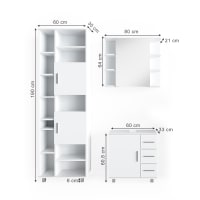 ADGO S43 Armoire de Salle de Bain, 30 x 40 x 170 cm, Haute, étagère, Meuble Rabattable et verrouillable, étroite, autoportante, Blanche ADGO S43 Armoire de Salle de Bain, 30 x 40 x 170 cm, Haute, étagère, Meuble Rabattable et verrouillable, étroite, autoportante, Blanche