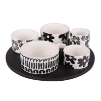 Service apéritif 6 pièces   31 cm noir en porcelaine