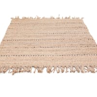 Tapis D'entrée Jute 80x150 Cm Tissé Main - Naturel, Antidérapant, Compatible Chauffage Au Sol, Couleur Beige, Label Azo Free
