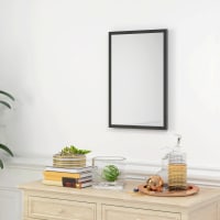 Miroir mural rectangulaire, Cadre en bois blanc 50 x 70 cm, Idéal pour