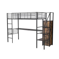 Letto singolo soppalcato con scrivania effetto legno 90*200 cm