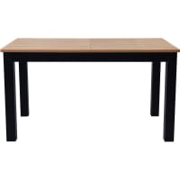 Table à manger extensible effet bois 6/8 personnes, piètement noir-Lexi