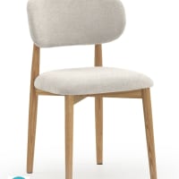 Lot de 2 chaises arrondies en chêne massif et tissu bouclette Cléa ...