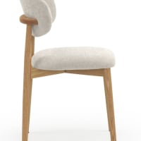 Lot de 2 chaises arrondies en chêne massif et tissu bouclette Cléa ...