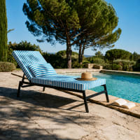 Cuscino Sdraio Morbido A Righe Copri Seduta Lettino Prendisole Pieghevole 100 Made In Italy Blu 84498855 - 11