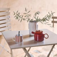 Table Pliante De Jardin Carrée BASTIAN Relaxdays - Bois Et Métal, 4 Personnes