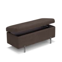 Tbfit Pouf Ottomana Quadrata Con Contenitore 80x80x53 Cm: Panca Imbottita In Tessuto Marrone Con Seduta Trapuntata - 4