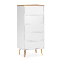 Buffet Rangement HOMCOM 79x36x74cm - Commode Avec 2 Tiroirs Et 2 Placards, Blanc Brillant