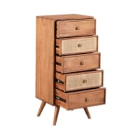 Chiffonnier 5 tiroirs façades en rotin naturel - H100 cm Miya | Maisons