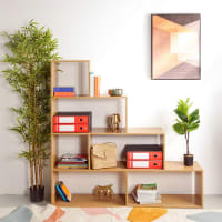 RVHOME Scaffale A Scala 160 Cm Con 5 Ripiani E Cassetto In Tessuto – Libreria In Legno E Metallo, Design Rustico Per Soggiorno E Ufficio - 5