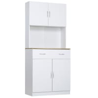 HOMCOM Credenza Moderna da Cucina in Legno con Armadietti, Cassetto e Vano Aperto, 105x39x83cm, Bianco|Aosom