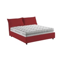 Letto alla francese in tessuto rosso 140x190 cm-Arden
