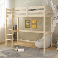 Lit mezzanine avec bureau et chauffeuse pin massif ARTHUR - Gris - Enfant - 1005.00