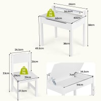 Roba Ensemble Table Et 2 Chaises Enfants Bois - Filet Rangement Blanc/Naturel