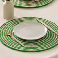 Set de table rond en jute vert D38 | Maisons du Monde