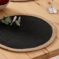 Set de table rond en jute et bordures noires | Maisons du Monde