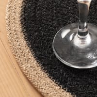 Set de table rond en jute et bordures noires | Maisons du Monde