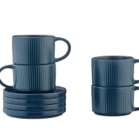 Villa d'Este Home Tivoli Lot de 4 tasses à café 130 ml en grès avec poignée, 4 tons Villa d'Este Home Tivoli Lot de 4 tasses à café 130 ml en grès avec poignée, 4 tons