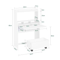 SoBuy Bureau Pliant Blanc - Table Ordinateur Rabattable Avec Étagères - FWT92-W