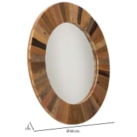 Specchio da parete con mensola, in legno, rotondo, per ingresso, bagno e soggiorno, eleganza unica e design multifunzionale, 61 cm