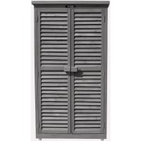 Armoire De Jardin En Bois Outsunny 91x69x192cm - Toit Asphalte, 2 Fenêtres, étagère, Porte Verrouillable - 4