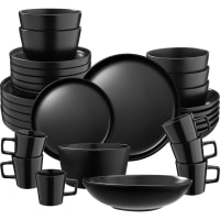 Juego de vajilla para 6 personas piezas apilables negro-Una