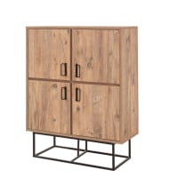Credenza Sireine 4 Ante In MDF E Metallo – 80x40x103 Cm, Colore Nero E Marrone, 6 Scomparti