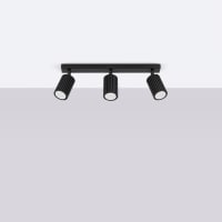 Planetitaly Plafoniera Rettangolare Nera Con 2 Faretti GU10 Orientabili, 16W, Per Soffitto E Parete, Alluminio, Senza Lampadine