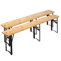 Lot de 2 bancs brasserie en bois pliants 218 cm-Munich