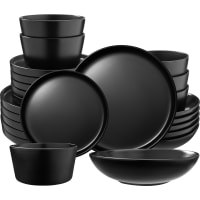 Juego de vajilla para 6 personas piezas apilables negro-Una