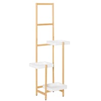 Piedistallo per Piante a 3 Mensole in Legno di Cedro 48x45x40cm