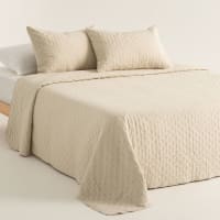 Colcha lisa acolchada tacto suave beige 200x270 + 50x70 cm-Nara