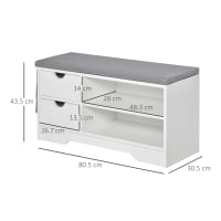 Cassapanca contenitore con seduta panca scarpiera 3 vani portaoggetti Organizzatore scarpe oggetti per ingresso soggiorno stanza 60X48X30 BIANCA | Leroy Merlin