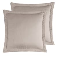 Parure De Lit Liberty Sincère Satin De Coton Taupe - Housse 200x200 + 2 Taies