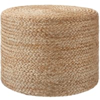 Pouf Quadrato In Iuta Stile Boho - 50x50x35 Cm, Imbottitura In EPS, Beige, Portata Max 110 Kg