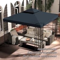 Toile De Rechange Pergola 3x3m Imperméable Double Couche – Toit Pavillon Jardin Anti-UV 300D Polyester, Protection Solaire Et Pluie