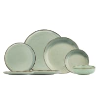 De table 24 pièces ammeli 100% porcelaine tacheté vert et marron-Service