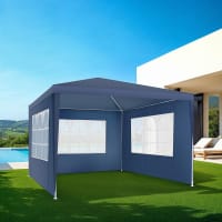 TERRE JARDIN Tonnelle Pliante 3x3 m Professionnelle Imperméable - Barnum Pliant 3x3 Acier avec Toile 250 g/m² de Qualité, Pergola Jardin Extérieur 9 m² avec Housse à roulettes - Unité - Bleu