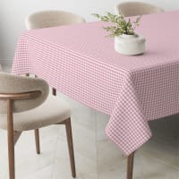 Mantel vichy pequeño rosa teflonado confeccionado 180x140cm-Campo