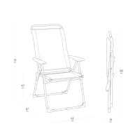 Fauteuil Pliant Matelassé Multi-positions - XL - Alu Cham XL Noir Acier Tube Alu Brut Lfm5269 6589