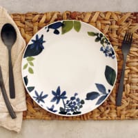 Lot De 6 Assiettes Plates En Grès à Motif Floral - Diamètre 21-25 Cm, Bon état D'occasion