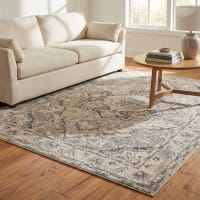 Tapis vintage motif orient effet usé bleu pastel et rose – 120x170 ...