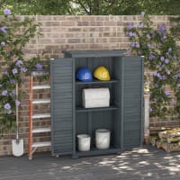 Armoire De Jardin En Bois Outsunny 91x69x192cm - Toit Asphalte, 2 Fenêtres, étagère, Porte Verrouillable
