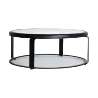 Tavolino da caffè in legno di abete color nero opaco 105x105x40 cm