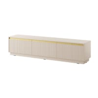 Meuble TV 3 portes en bois lamellé beige 180x42 cm